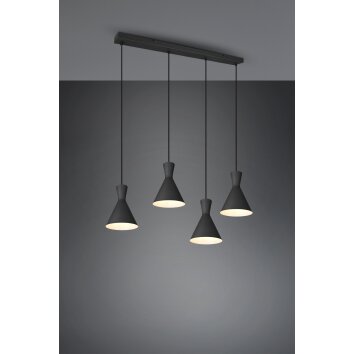 Reality Enzo Lámpara Colgante Negro, 4 luces