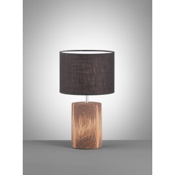 Fischer-Honsel Malik Lámpara de mesa Madera oscura, 1 luz