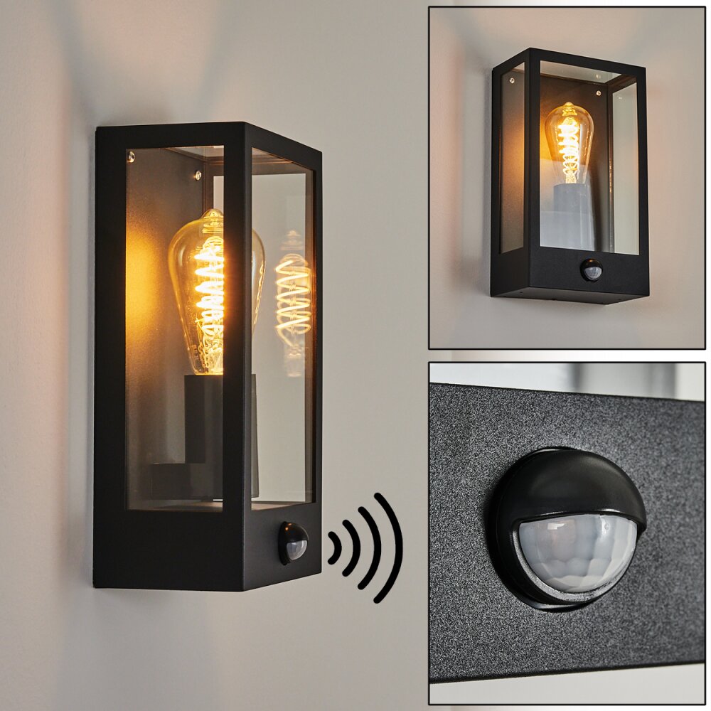 Caudry Aplique para exterior Negro, 1 luz, Sensor de movimiento main product photo
