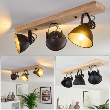 Svanfolk Lámpara de Techo Madera clara, Negro, 3 luces