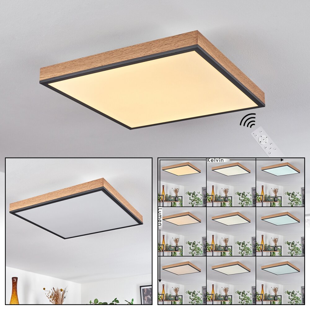 Salmi Lámpara de Techo LED Marrón, Color madera, Negro, 1 luz, Mando a distancia main product photo