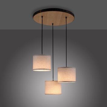 Leuchten-Direkt BARK Lámpara de Techo Crudo, Negro, 3 luces