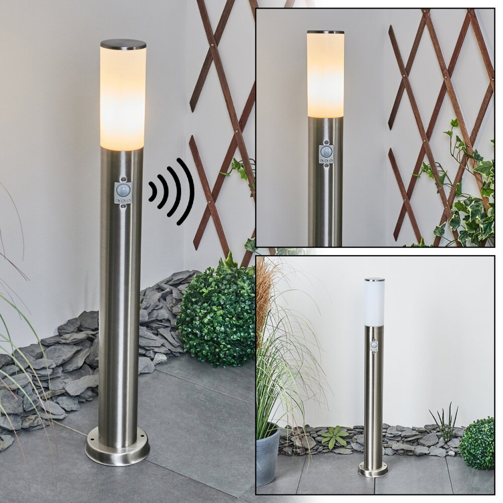 Caserta Poste de Jardín Níquel-mate, Blanca, 1 luz, Sensor de movimiento main product photo