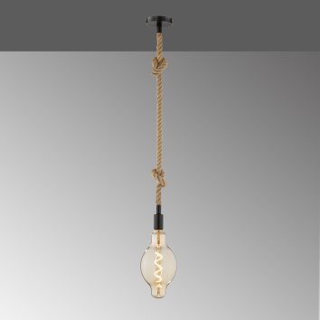 Fischer-Honsel Rope Lámpara Colgante Negro, 1 luz