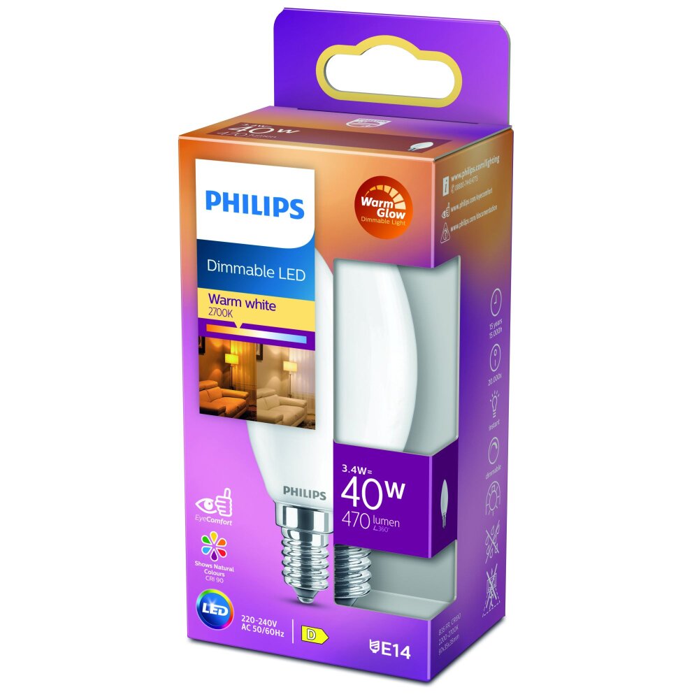 Philips LED E14 3,4 Watt 2700 Kelvin 475 Lumen main product photo