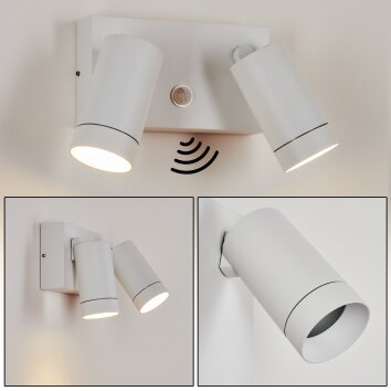 Hakamken Aplique para exterior Blanca, 2 luces, Sensor de movimiento