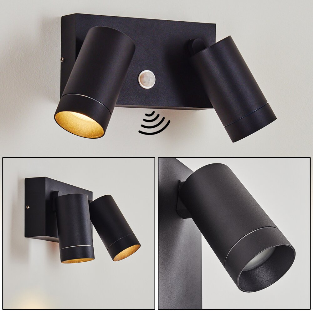 Hakamken Aplique para exterior Negro, 2 luces, Sensor de movimiento main product photo