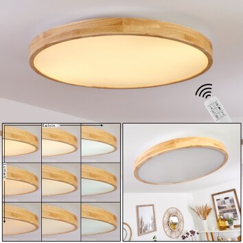 Bagaha Lámpara de Techo LED Marrón, Color madera, 1 luz, Mando a distancia