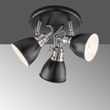Fischer-Honsel Wales Lámpara de Techo Negro, 3 luces