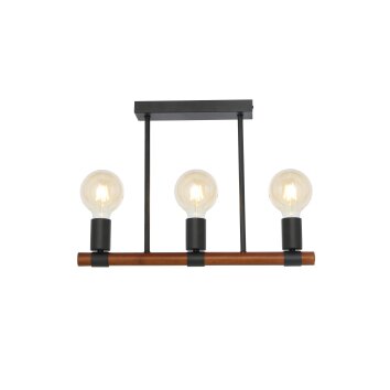 Globo HEINRICH Lámpara de Techo Madera oscura, Negro, 3 luces