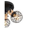 Globo LACKY Lámpara de Techo Madera clara, Negro, 3 luces