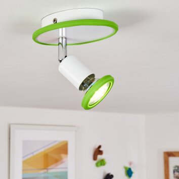Cabri Lámpara de Techo LED Cromo, Verde, Blanca, 1 luz