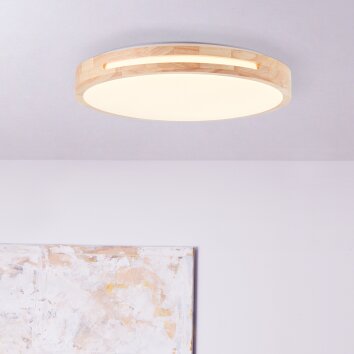 Brilliant Woodbury Lámpara de Techo LED Madera clara, Blanca, 1 luz