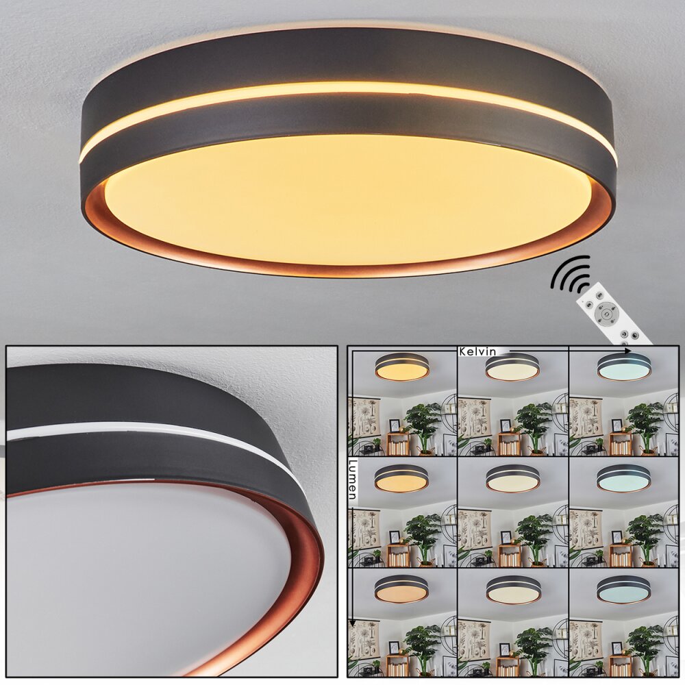 Cachalot Lámpara de Techo LED Cobre, Negro, 1 luz, Mando a distancia, Cambia de color main product photo