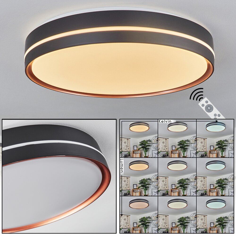 Cachalot Lámpara de Techo LED Cobre, Negro, 1 luz, Mando a distancia, Cambia de color main product photo