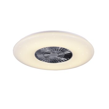 Reality Visby Ventilador LED Cromo, 1 luz, Mando a distancia