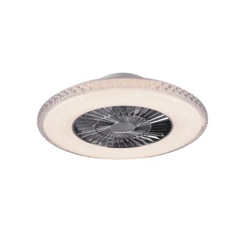 Reality Harstad Ventilador LED Cromo, 1 luz, Mando a distancia