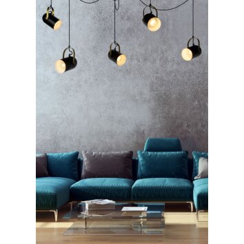 Lucide SWAPP Lámpara Colgante Negro, 5 luces