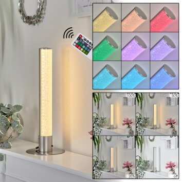 Flaut Lámpara de mesa LED Níquel-mate, 1 luz, Mando a distancia, Cambia de color