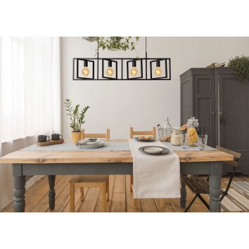 Lucide ROTAX Lámpara Colgante Negro, 4 luces