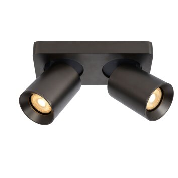 Lucide NIGEL Lámpara de Techo LED Acero inoxidable, Negro, 2 luces