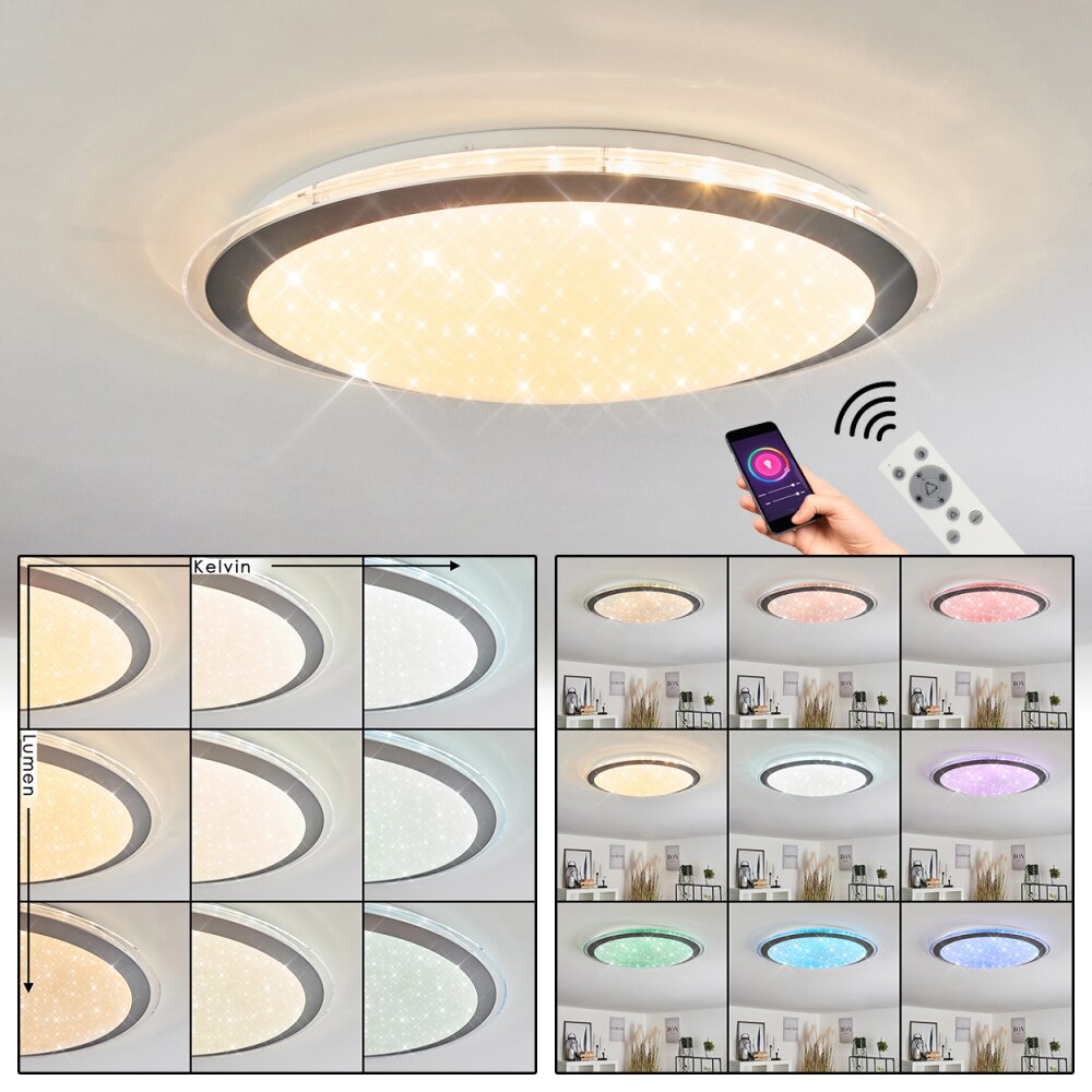 Gorgonta Lámpara de Techo LED Blanca, 2 luces, Mando a distancia, Cambia de color main product photo