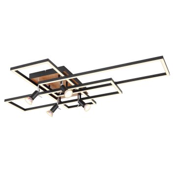 Globo IDA Lámpara de Techo LED Color madera, Negro, 5 luces
