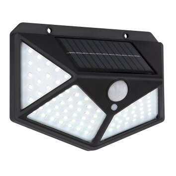 Globo Luminaria de pared solar LED Negro, Transparente, claro, 100 luces, Sensor de movimiento