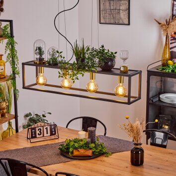 Woden Lámpara Colgante Negro, 4 luces