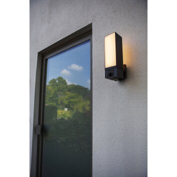 Lutec CUBA Aplique para exterior LED Antracita, 1 luz, Sensor de movimiento