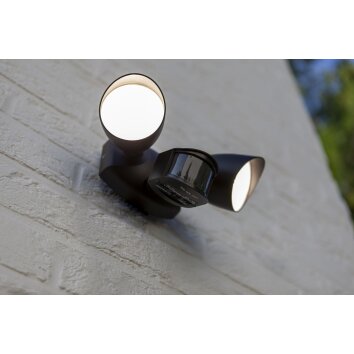 Lutec SHRIMP Aplique para exterior LED Negro, 1 luz, Sensor de movimiento