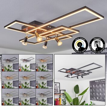 Deadwood Lámpara de Techo LED Negro, Blanca, 6 luces