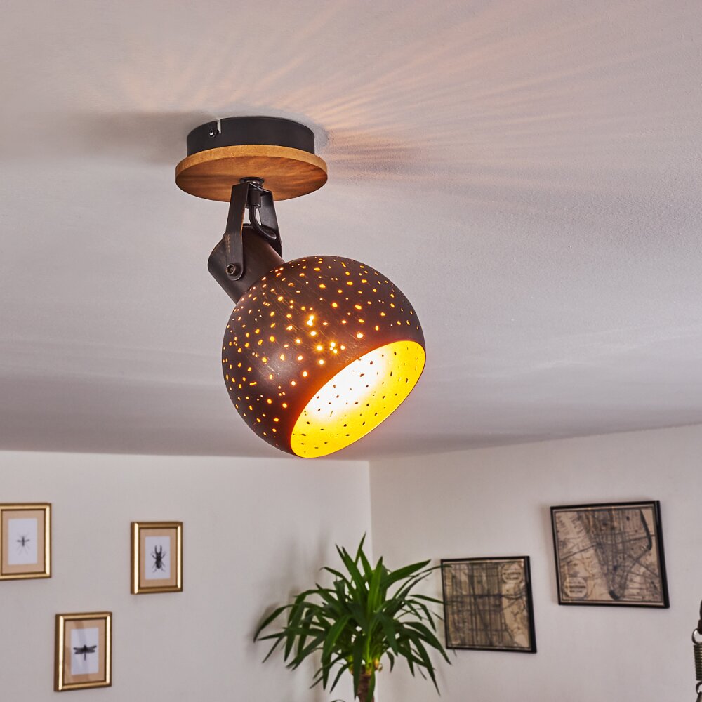 Imana Lámpara de Techo Madera oscura, Negro, 1 luz main product photo