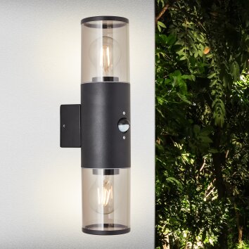 Brilliant Sergioro Aplique para exterior Negro, 1 luz, Sensor de movimiento