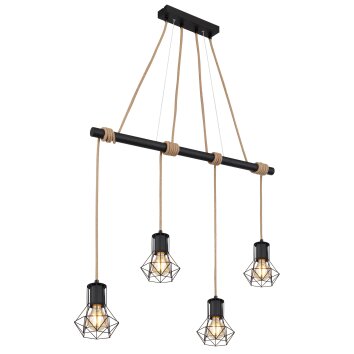 Globo PRISKA Lámpara Colgante Crudo, Negro, 4 luces