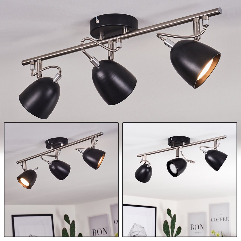 Moesdorf Lámpara de Techo Níquel-mate, Negro, 3 luces main product photo