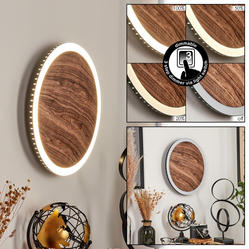 Rocha Aplique LED Marrón, Color madera, Negro, 1 luz main product photo