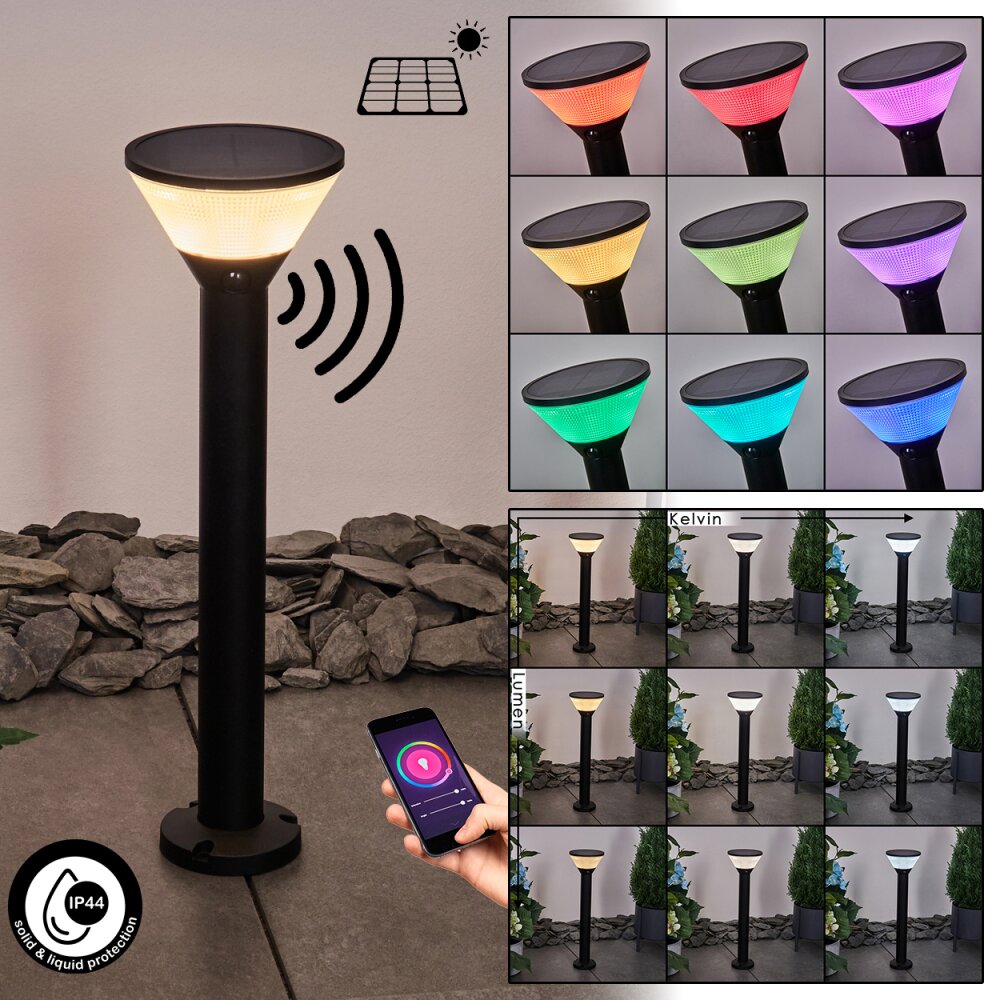 Joennierni Poste de Jardín LED Negro, 1 luz, Sensor de movimiento, Cambia de color main product photo