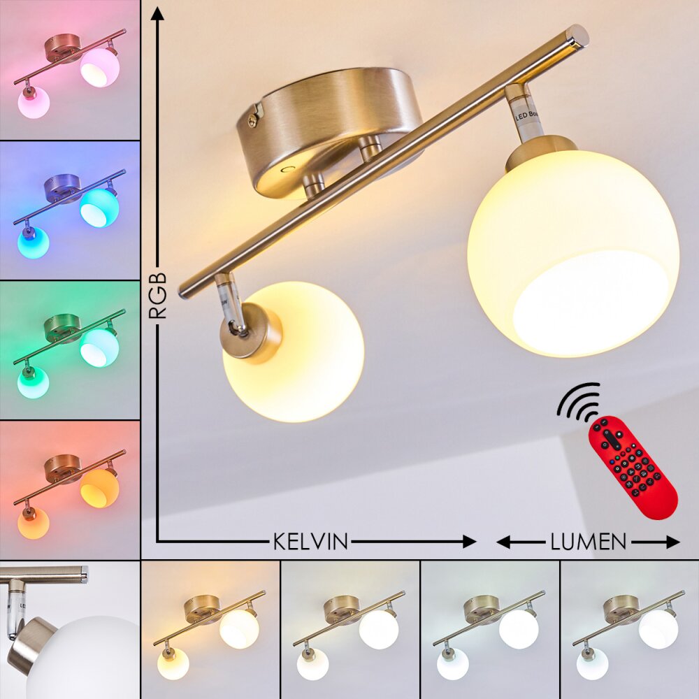 Motala Lámpara de Techo LED Níquel-mate, 2 luces, Mando a distancia, Cambia de color main product photo