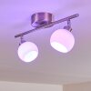 Motala Lámpara de Techo LED Níquel-mate, 2 luces, Mando a distancia, Cambia de color
