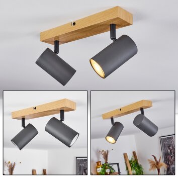 Javel Lámpara de Techo Color madera, Negro, 2 luces