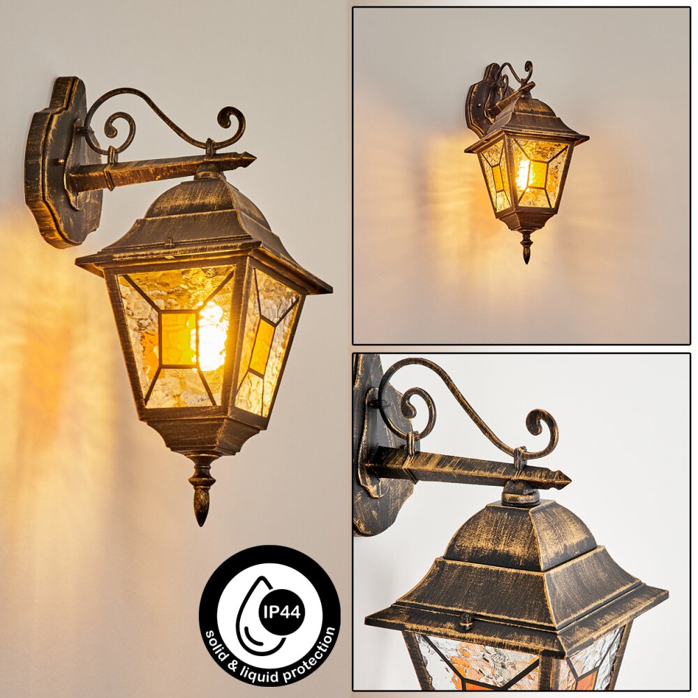 Halla Aplique para exterior Antiguo, dorado, Negro, 1 luz main product photo