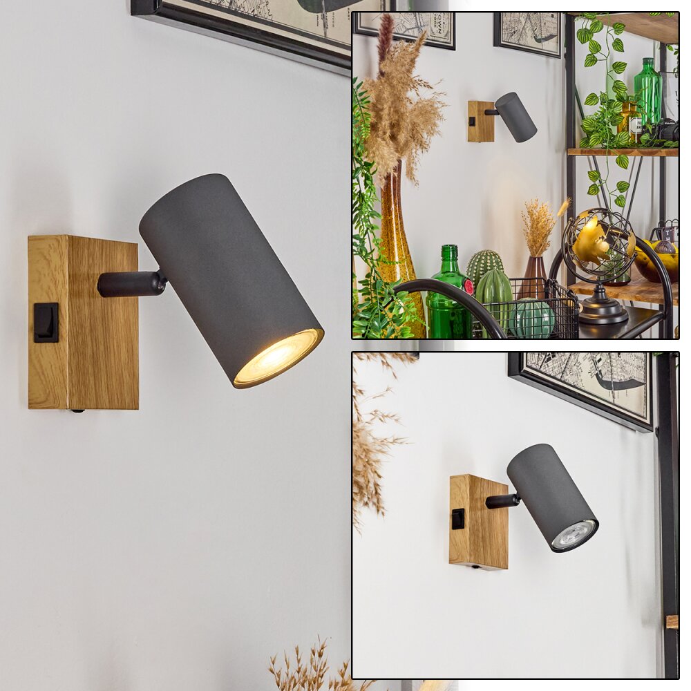 Javel Aplique Gris, Color madera, Negro, 1 luz main product photo