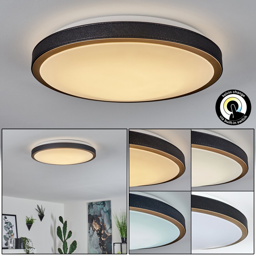 Kelva Lámpara de Techo LED Latón antiguo, Negro, Blanca, 1 luz main product photo