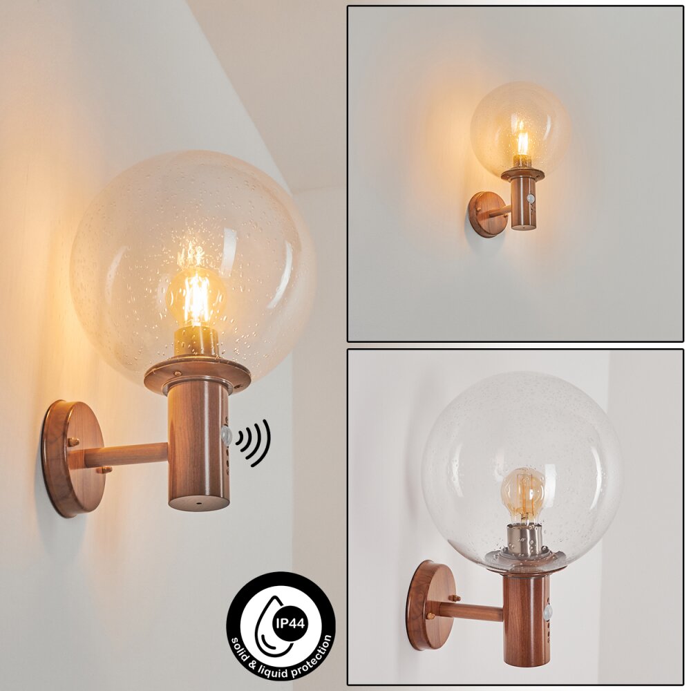 Bubodefo Aplique para exterior Marrón, Color madera, 1 luz, Sensor de movimiento main product photo