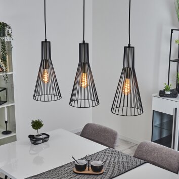 Samorinha Lámpara Colgante Latón, Negro, 3 luces