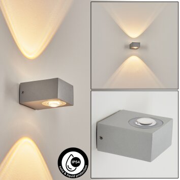 Curvel Aplique para exterior LED Plata, 2 luces