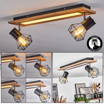 Bardhaman Lámpara de Techo LED Cromo, Color madera, Negro, Blanca, 3 luces