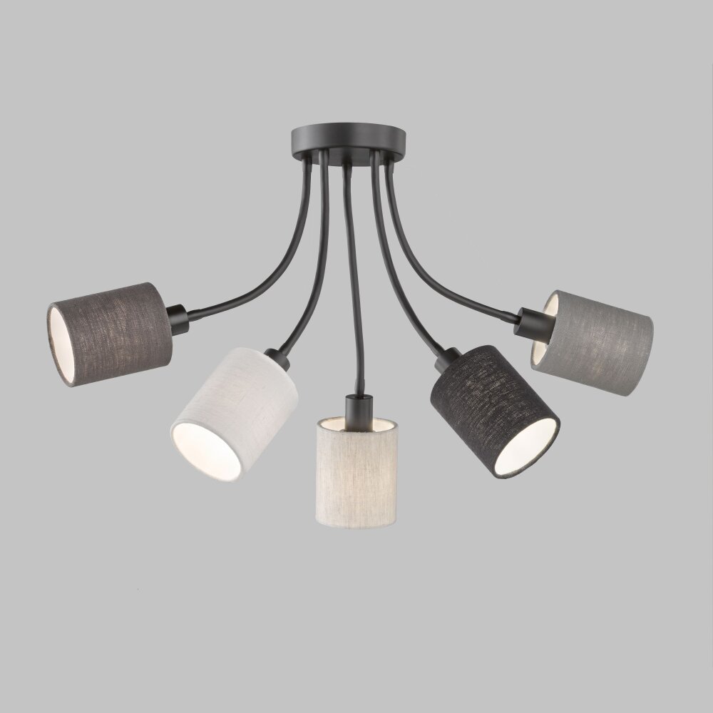 Fischer & Honsel Koi Lámpara de Techo Negro, 5 luces main product photo