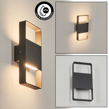 Dundarrah Aplique para exterior LED Antracita, 2 luces